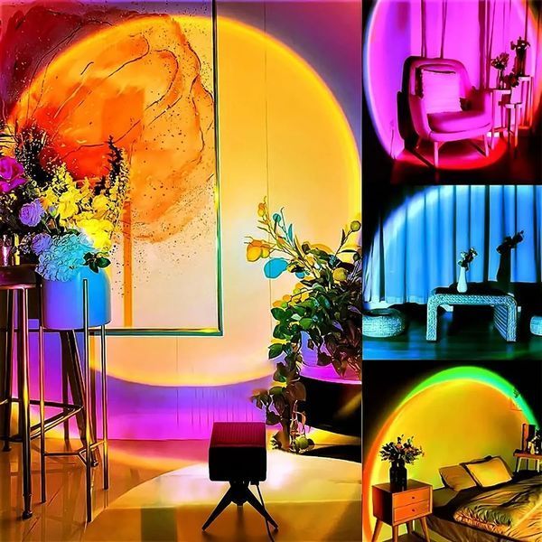 Лампа Sunset Lamp еффект солнца RGB + пульт 23см 16 цветов 4 режима Управление с смартфона 1433 фото