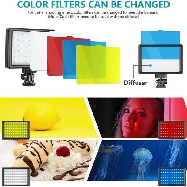 Світлодіодна лампа LED Square Fill Light 10 х15 см відеосвіт із кольоровими фільтрами для фото 1392 фото
