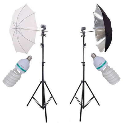 Набор студийного света Prolight 300 вт. 5500К с зонтами на отражение и просвет 1192 фото