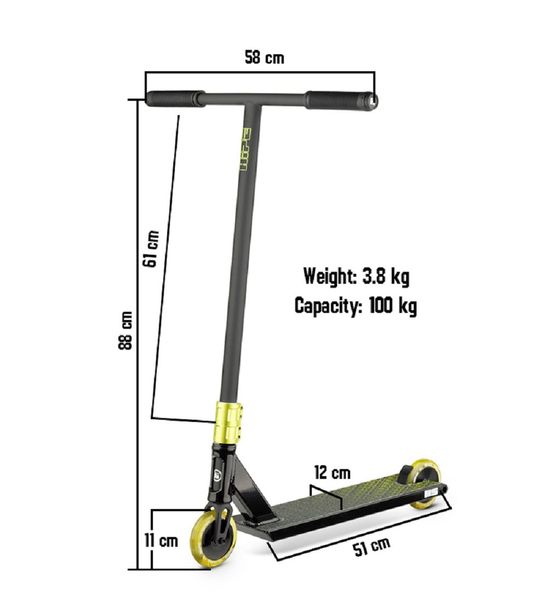 Самокат трюковий Hipe H5 Black/lime 250893 фото