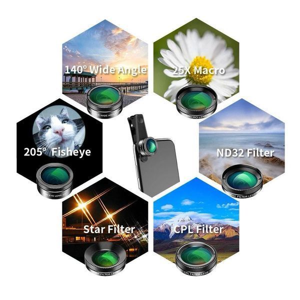 Набор из 6 линз объективов для камеры смартфона Apexel APL-DG6 APL-DG6 фото