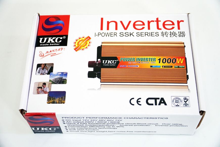 Инвертор UKC 1000W 24V Преобразователь тока AC/DC Gold 2391 фото