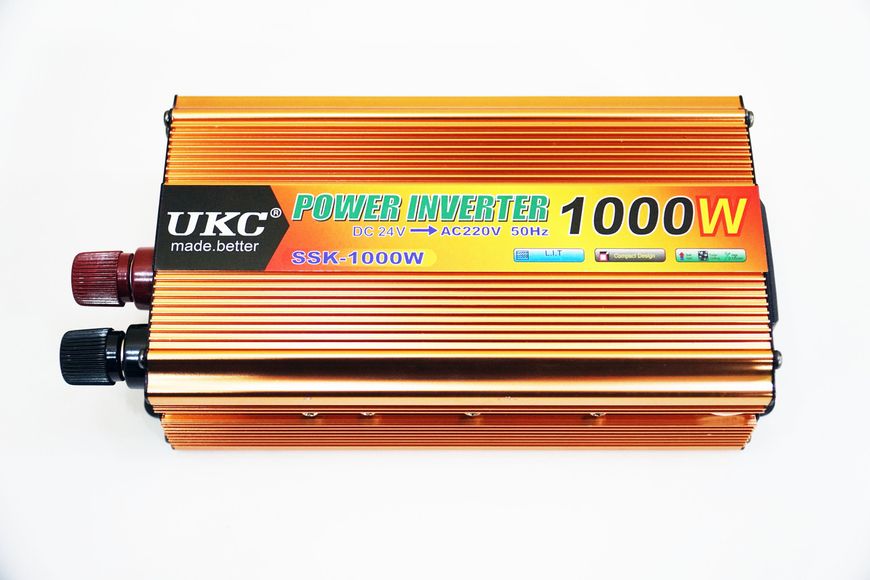 Инвертор UKC 1000W 24V Преобразователь тока AC/DC Gold 2391 фото