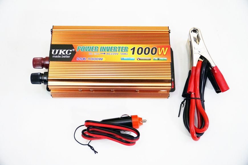 Инвертор UKC 1000W 24V Преобразователь тока AC/DC Gold 2391 фото