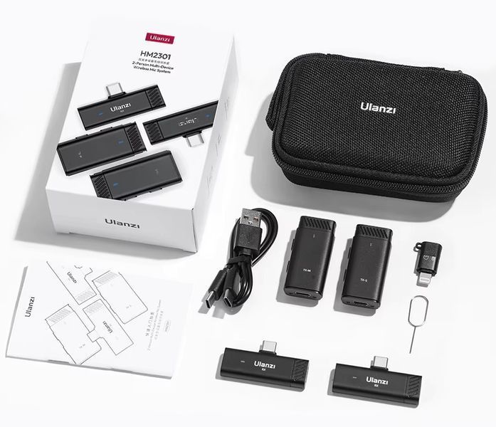Беспроводной микрофон на два телефона одновременно Type-C Lightning Ulanzi HM2301 4814 фото