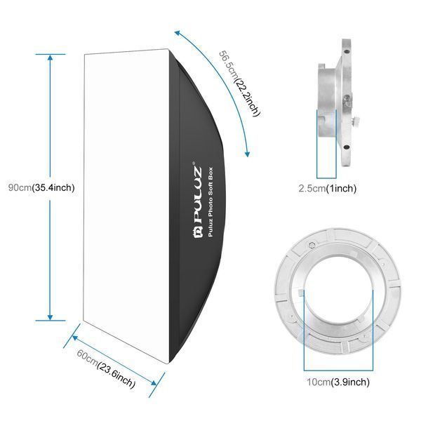 Софтбокс прямоугольный 60х90 см.Puluz Speedlite Softbox Mount Mount Diffus с креплением Bowens PU5124 фото